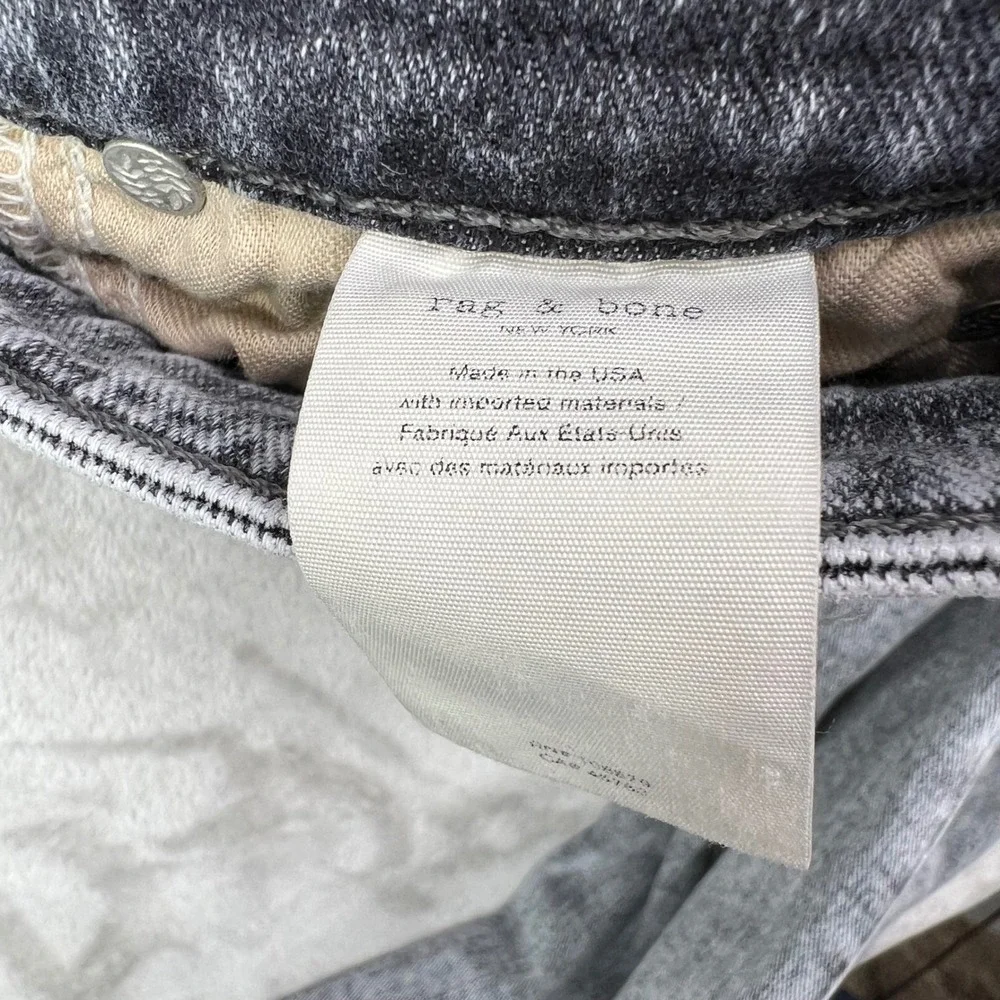 Rag & Bone Nina High-Rise Ankle Cigarette Jeans Womens 25 Grey Acid Wash Stretch